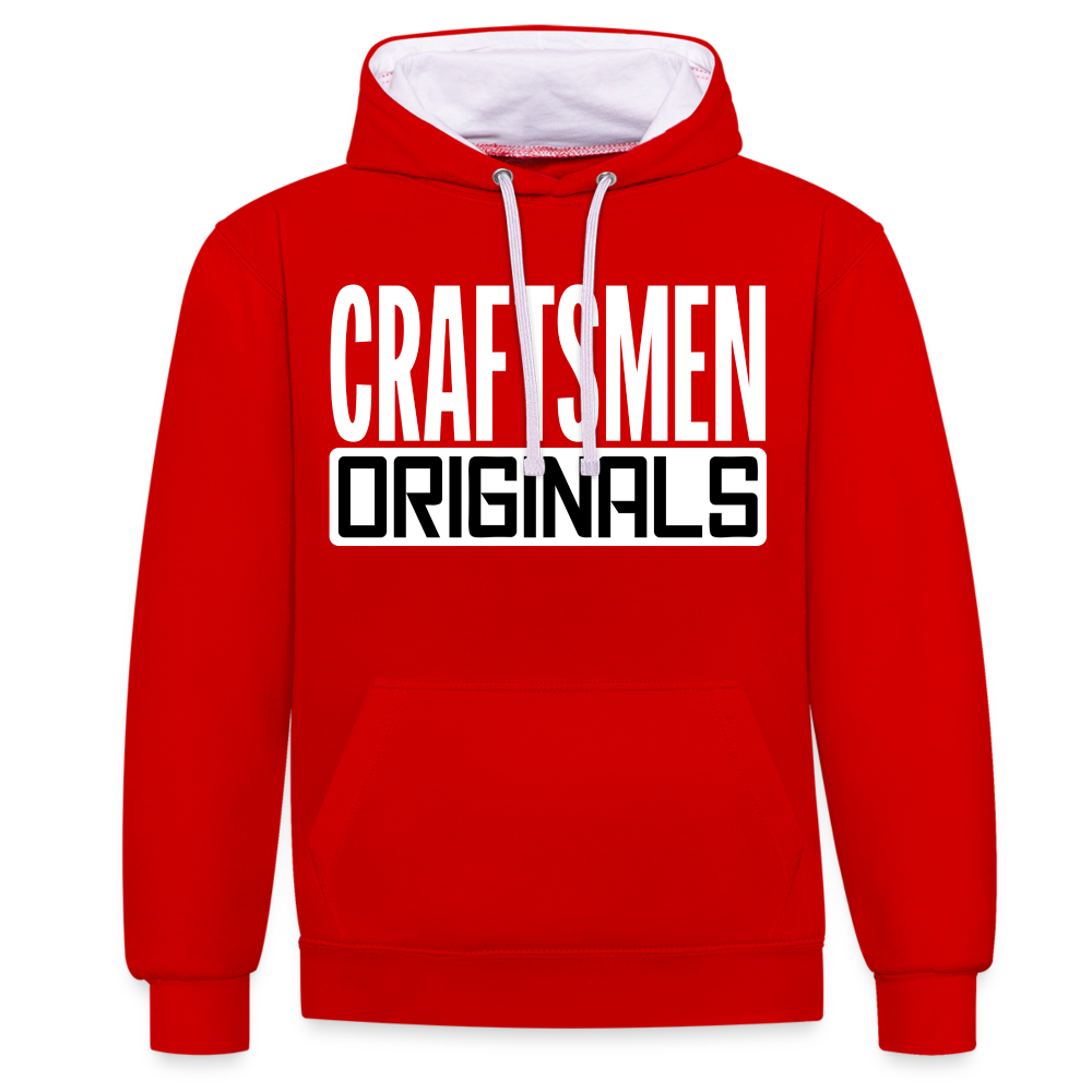 Craftsmen Originals - Kontrast Hoodie - Rot/Weiß