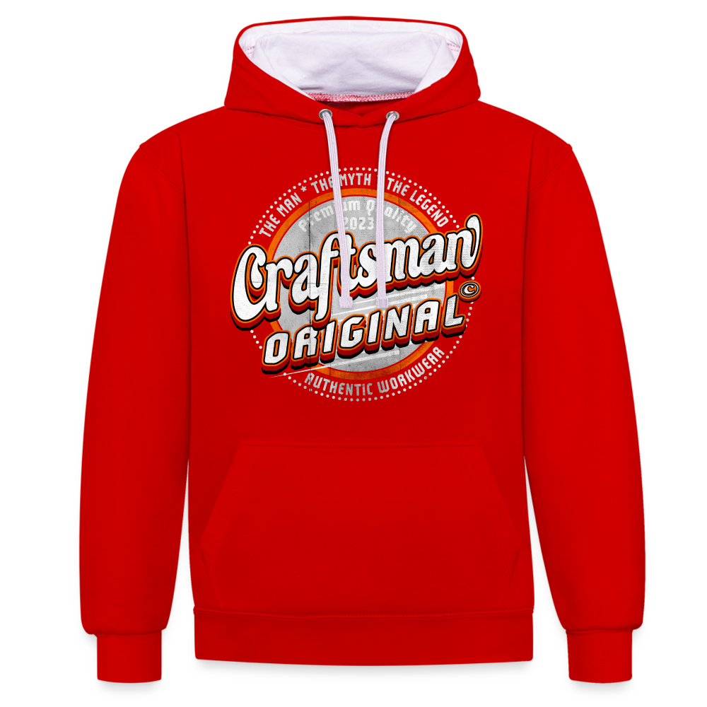 Craftsman Original Kontrast-Hoodie - Rot/Weiß