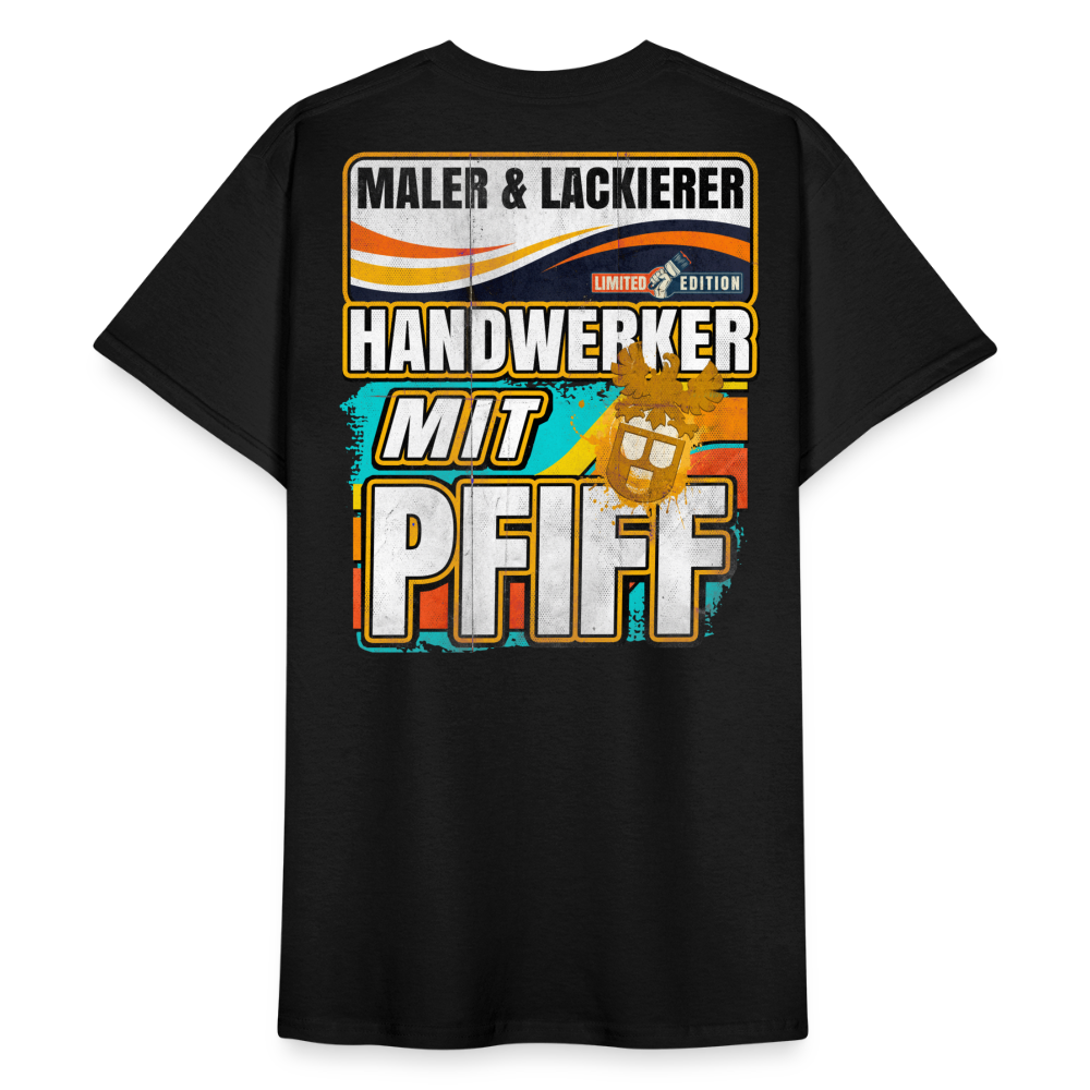 Maler & Lackierer Handwerker T-Shirt Front + Backprint - Schwarz